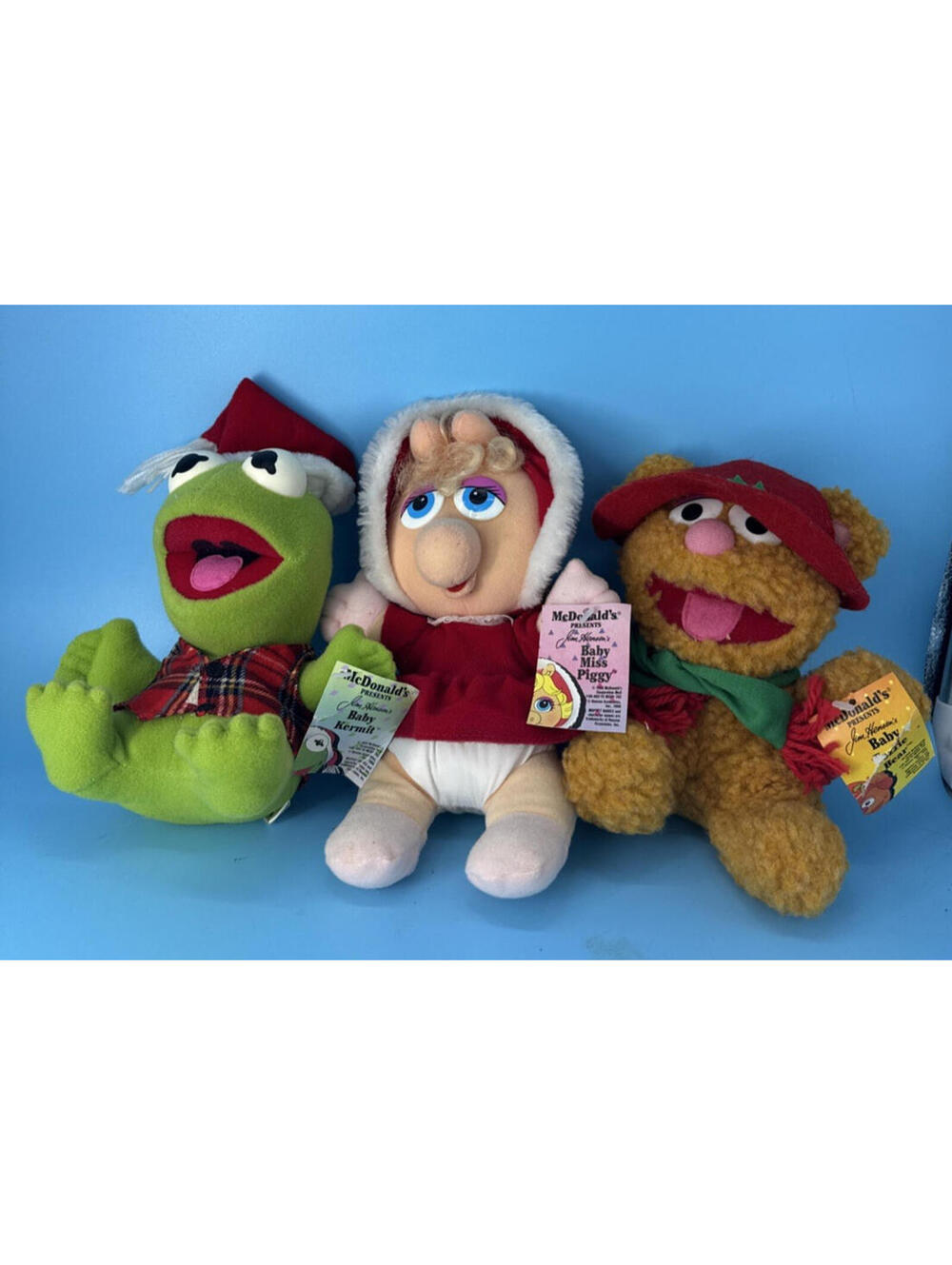 Vintage McDonalds Muppet Babies Plush Christmas Set Miss Piggy Kermit Fozzie